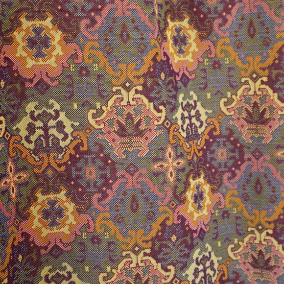 Vintage 60s Short Sleeve Tapestry Print Short Sleeve Dress M - Picture 4 of 5